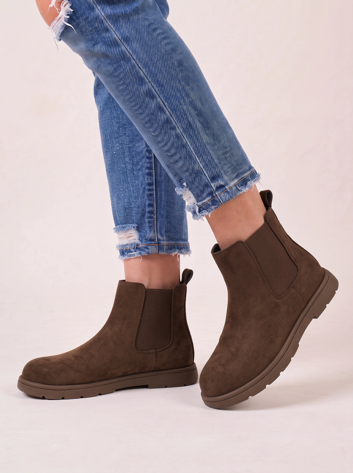 Tredform Suede Chelsea Boots – Women Ankle Boots Casual Autumn Winter Ladies Platform Chelsea Boots