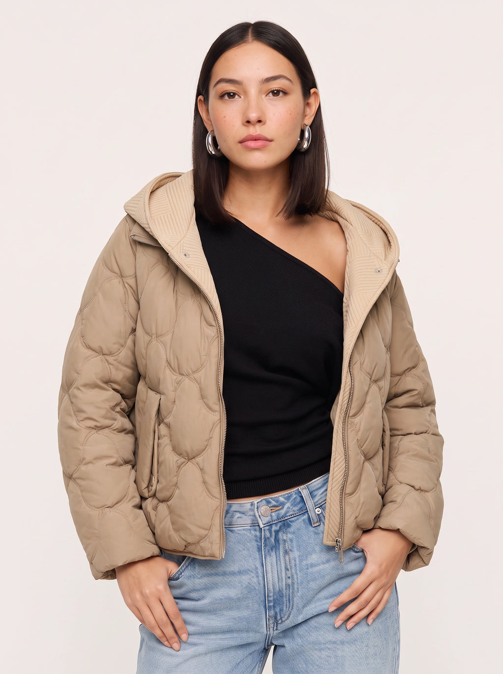 Quillow Cropped Puffer Jacket – Quilted Padded Hooded Women Casual Autumn Winter Coat