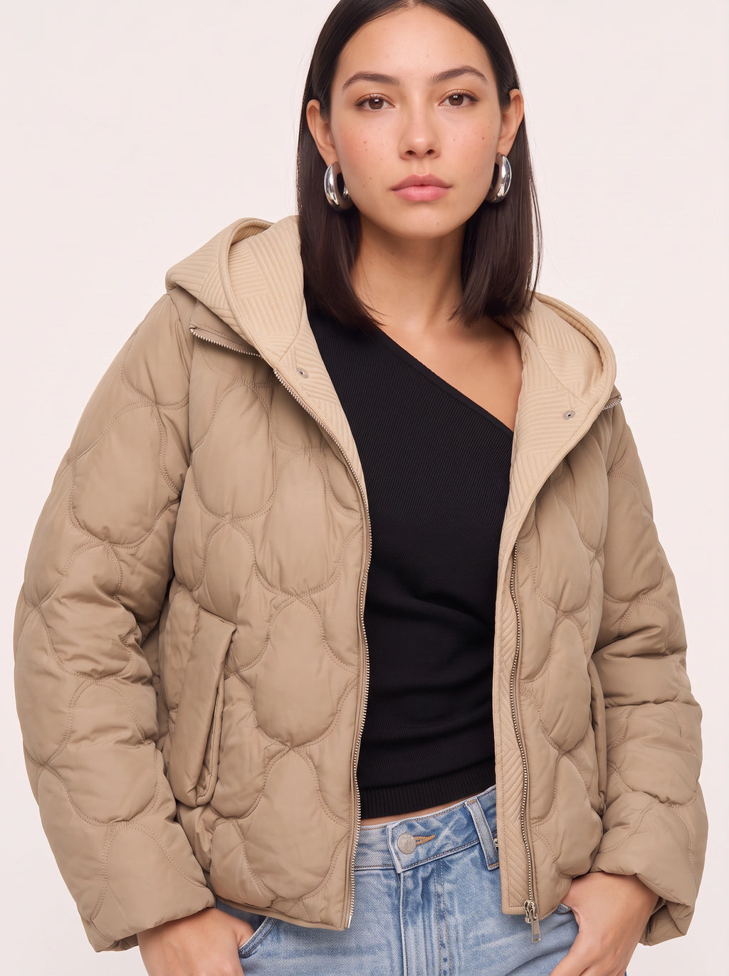 Quillow Cropped Puffer Jacket – Quilted Padded Hooded Women Casual Autumn Winter Coat