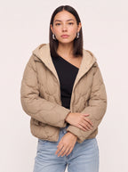 Quillow Cropped Puffer Jacket – Quilted Padded Hooded Women Casual Autumn Winter Coat