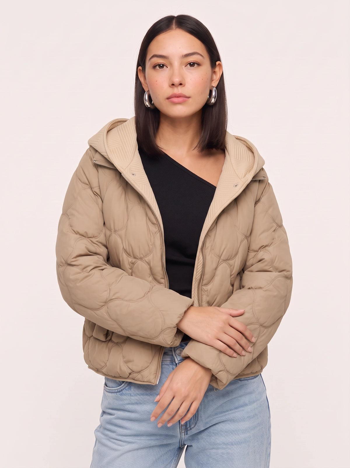Quillow Cropped Puffer Jacket – Quilted Padded Hooded Women Casual Autumn Winter Coat