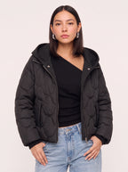 Quillow Cropped Puffer Jacket – Quilted Padded Hooded Women Casual Autumn Winter Coat