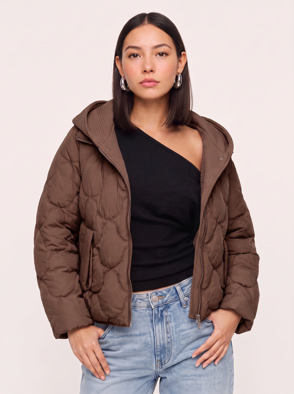 Quillow Cropped Puffer Jacket – Quilted Padded Hooded Women Casual Autumn Winter Coat