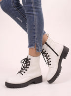 Cletrix Lace-Up Ankle Boots – Women Combat Boots Chunky Platform Sole British Womens Boots Autumn Fall