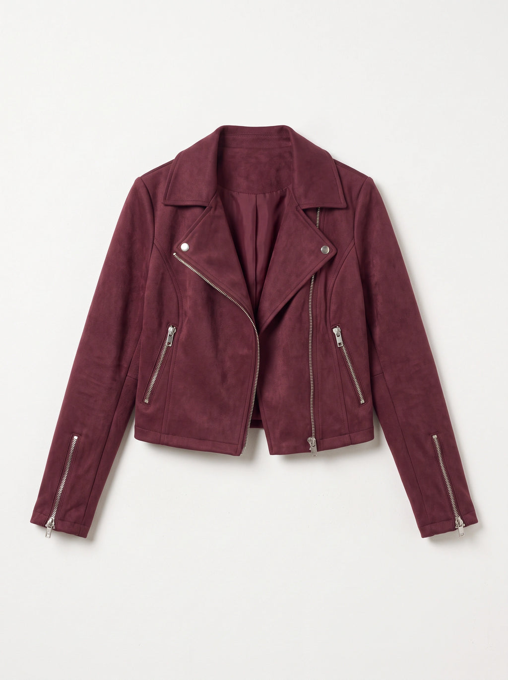 Diagyn Suede Biker Jacket – Women Cropped Moto Jacket Fall Casual Evening Streetwear Asymmetric Zip Jacket