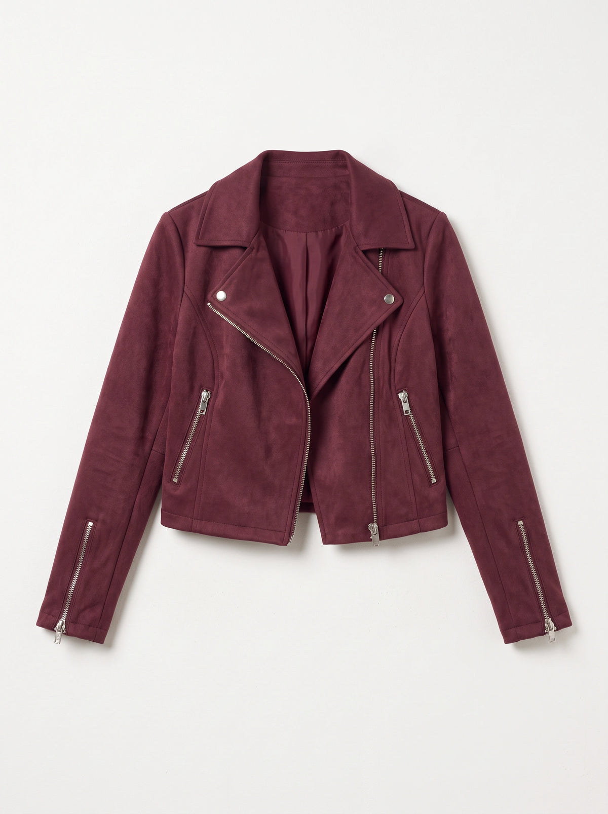 Diagyn Suede Biker Jacket – Women Cropped Moto Jacket Fall Casual Evening Streetwear Asymmetric Zip Jacket