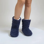 Quilge Fleece Slipper Boots – Women Fluffy Faux Fur Lined Cosy House Indoor Winter Warm Slippers