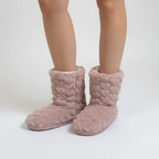 Quilge Fleece Slipper Boots – Women Fluffy Faux Fur Lined Cosy House Indoor Winter Warm Slippers