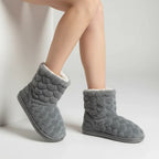 Quilge Fleece Slipper Boots – Women Fluffy Faux Fur Lined Cosy House Indoor Winter Warm Slippers
