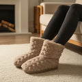 Quilge Fleece Slipper Boots – Women Fluffy Faux Fur Lined Cosy House Indoor Winter Warm Slippers