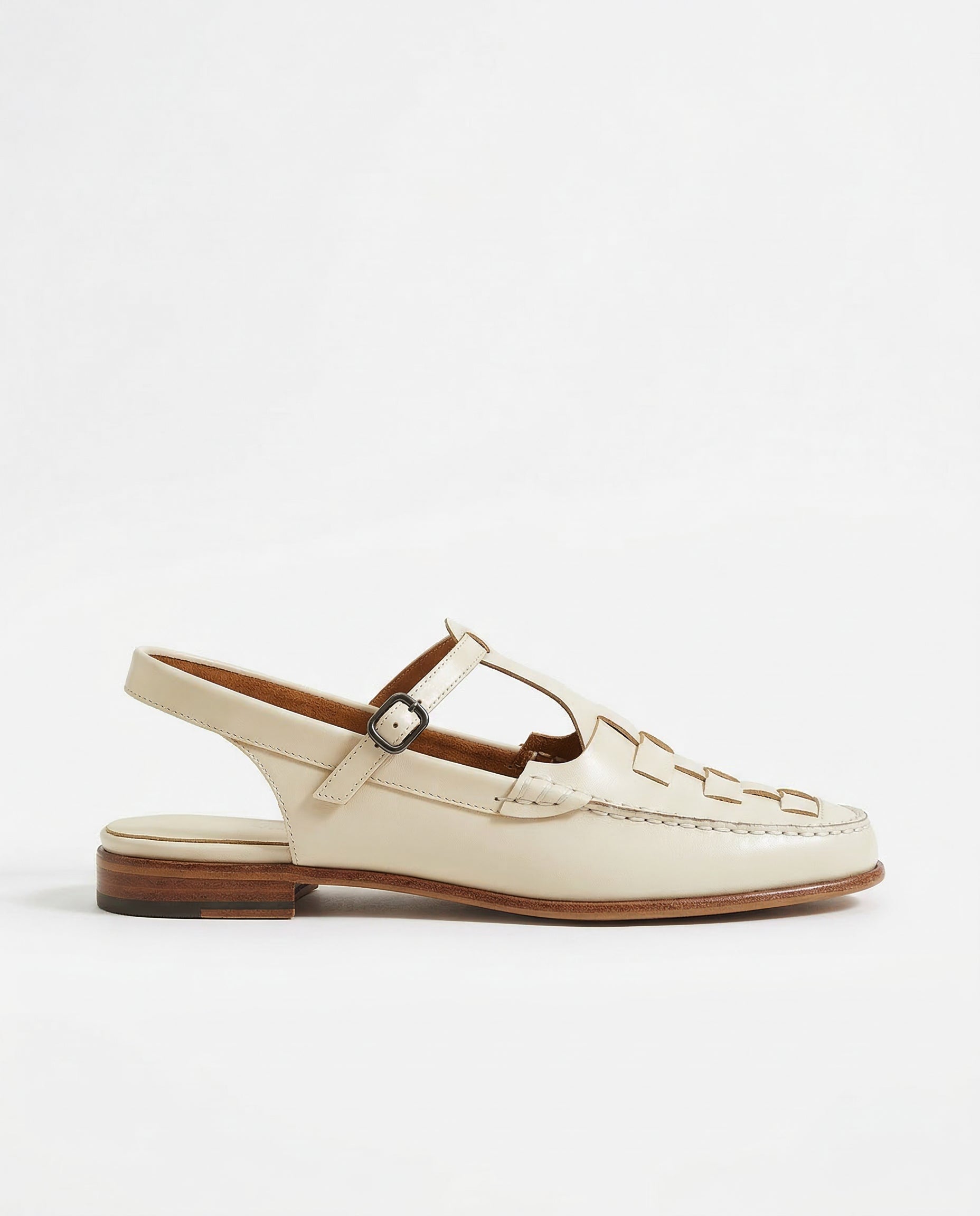 Intrecco Woven Leather Slingback Loafers – Women Flat Shoes Closed Toe Summer Smart Casual Office