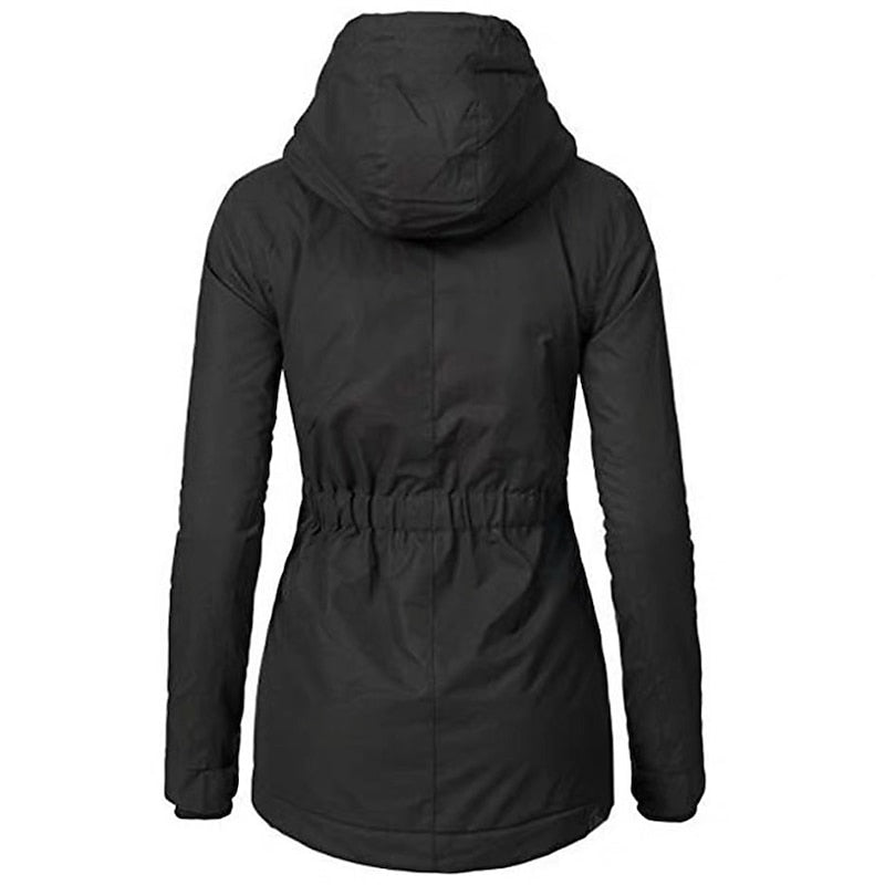 Quilven Faux Fur Hooded Parka – Women Longline Winter Coat Casual Outdoor Warm Parka Jacket