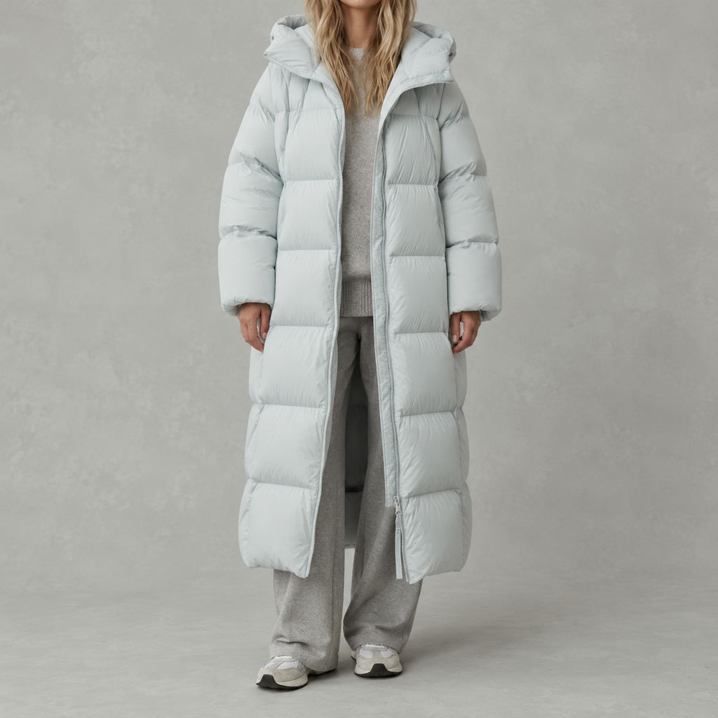 Chanquil Hooded Longline Puffer Coat – Women Oversized Padded Winter Warm Casual Puffer Coat
