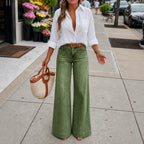 Threama High-Rise Wide-Leg Jeans – Denim Women Casual Workwear Vintage Retro 70s Wide-Leg Trousers