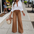 Threama High-Rise Wide-Leg Jeans – Denim Women Casual Workwear Vintage Retro 70s Wide-Leg Trousers
