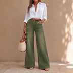 Threama High-Rise Wide-Leg Jeans – Denim Women Casual Workwear Vintage Retro 70s Wide-Leg Trousers