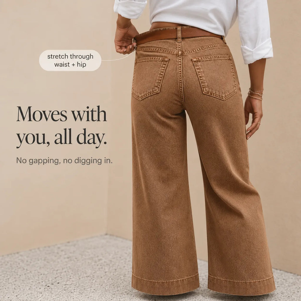 Threama High-Rise Wide-Leg Jeans – Denim Women Casual Workwear Vintage Retro 70s Wide-Leg Trousers