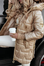 Quildera Hooded Longline Puffer Jacket – Women Padded Quilted Winter Coat Outerwear Casual Puffer Jacket