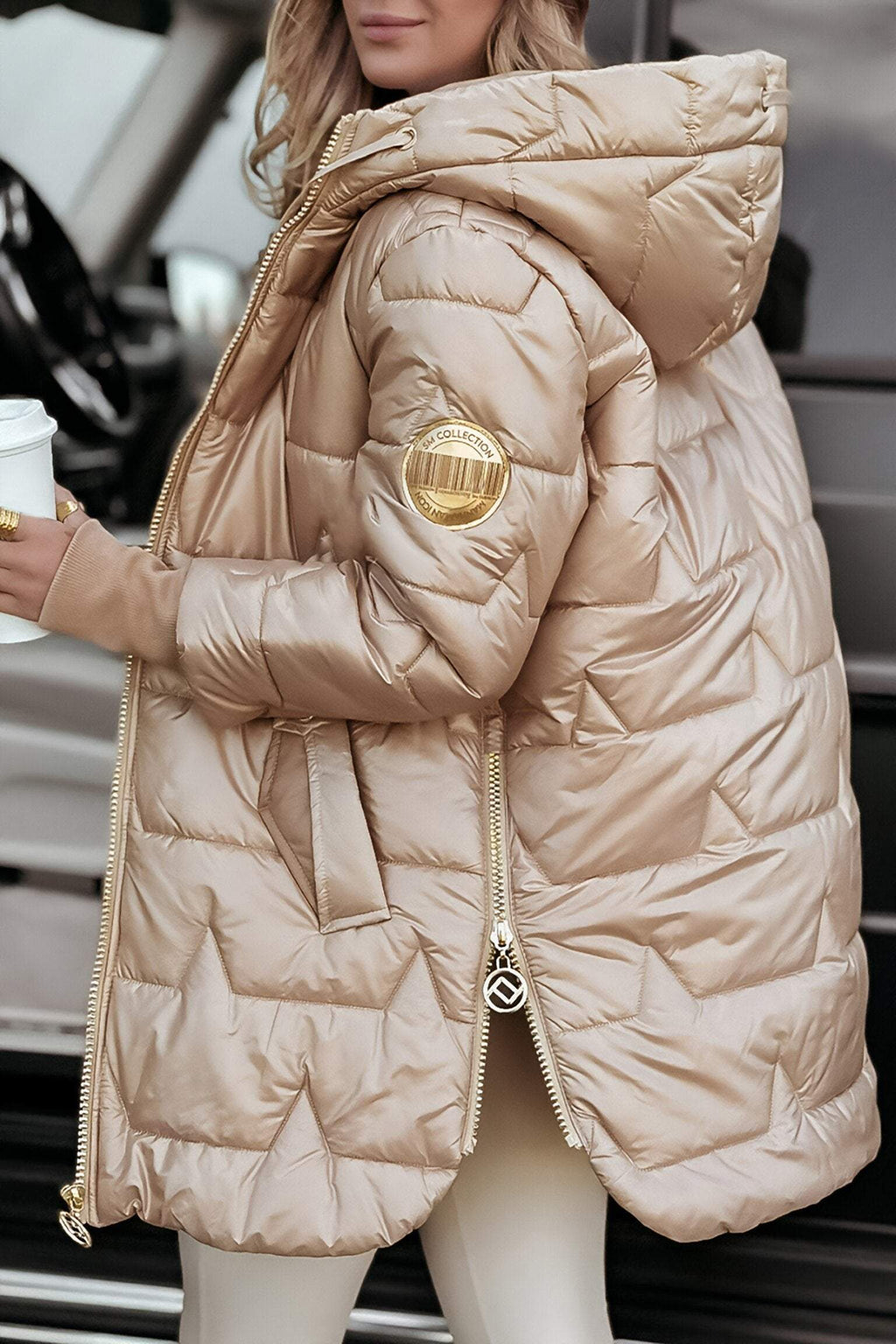 Quildera Hooded Longline Puffer Jacket – Women Padded Quilted Winter Coat Outerwear Casual Puffer Jacket