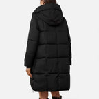 Curvape Hooded Longline Puffer Coat – Quilted Padded Women Winter Casual Zip Front Pocket Coat