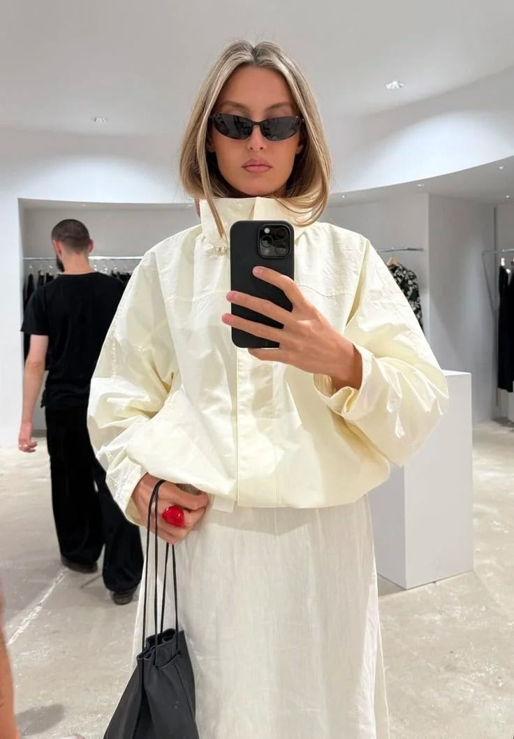 Folwick Funnel Neck Windbreaker – Oversized Puffer Jacket Women Padded Casual Streetwear Coat