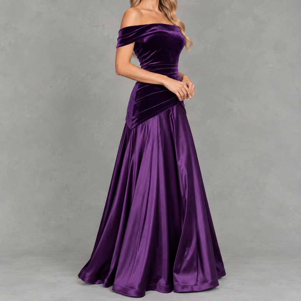 Diruche Velvet Off-Shoulder Maxi Dress – Evening Dresses Women Formal Wedding Guest Bardot Party Maxi Dress
