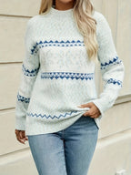 Zigbanda Fair Isle Knit Jumper – Soft Fluffy Oversized Women Casual Lounge Knitwear Jumper