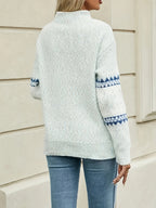 Zigbanda Fair Isle Knit Jumper – Soft Fluffy Oversized Women Casual Lounge Knitwear Jumper