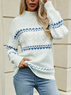 Zigbanda Fair Isle Knit Jumper – Soft Fluffy Oversized Women Casual Lounge Knitwear Jumper