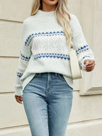 Zigbanda Fair Isle Knit Jumper – Soft Fluffy Oversized Women Casual Lounge Knitwear Jumper