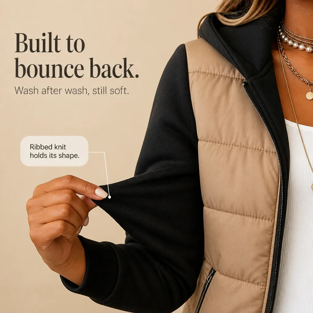 Quilnette Quilted Puffer Jacket – Women Hooded Zip Up Casual Outerwear Autumn Fall Jacket