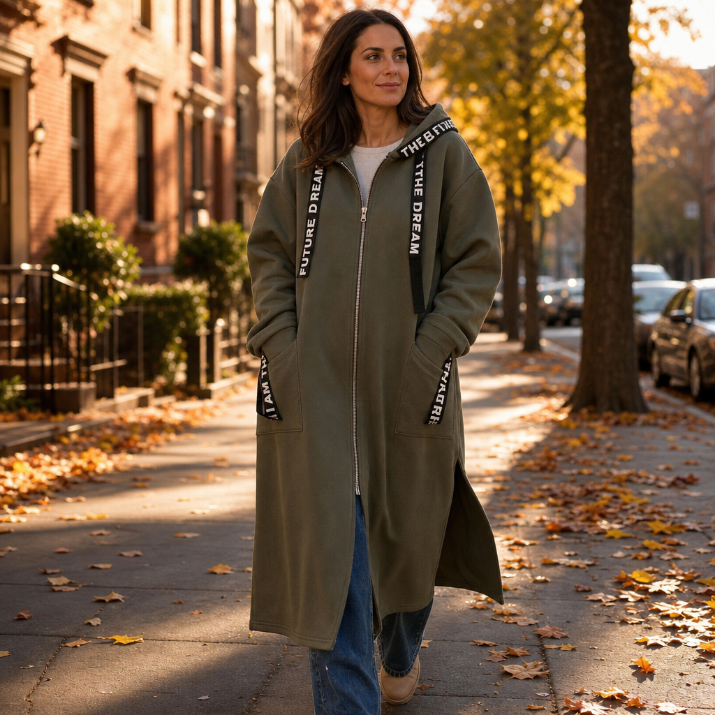 Tapdrem Longline Hooded Zip Jacket – Women Oversized Casual Streetwear Autumn Hooded Longline Jacket