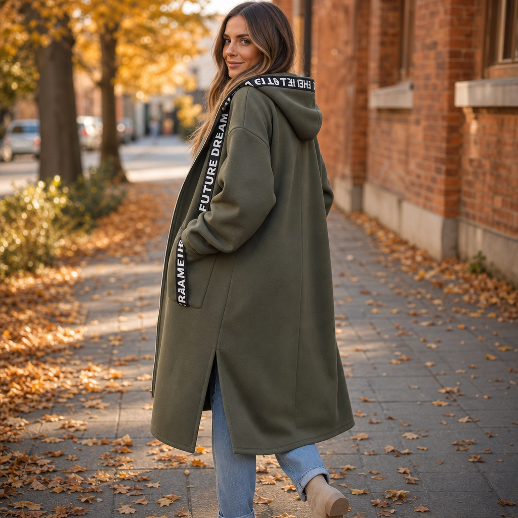 Tapdrem Longline Hooded Zip Jacket – Women Oversized Casual Streetwear Autumn Hooded Longline Jacket