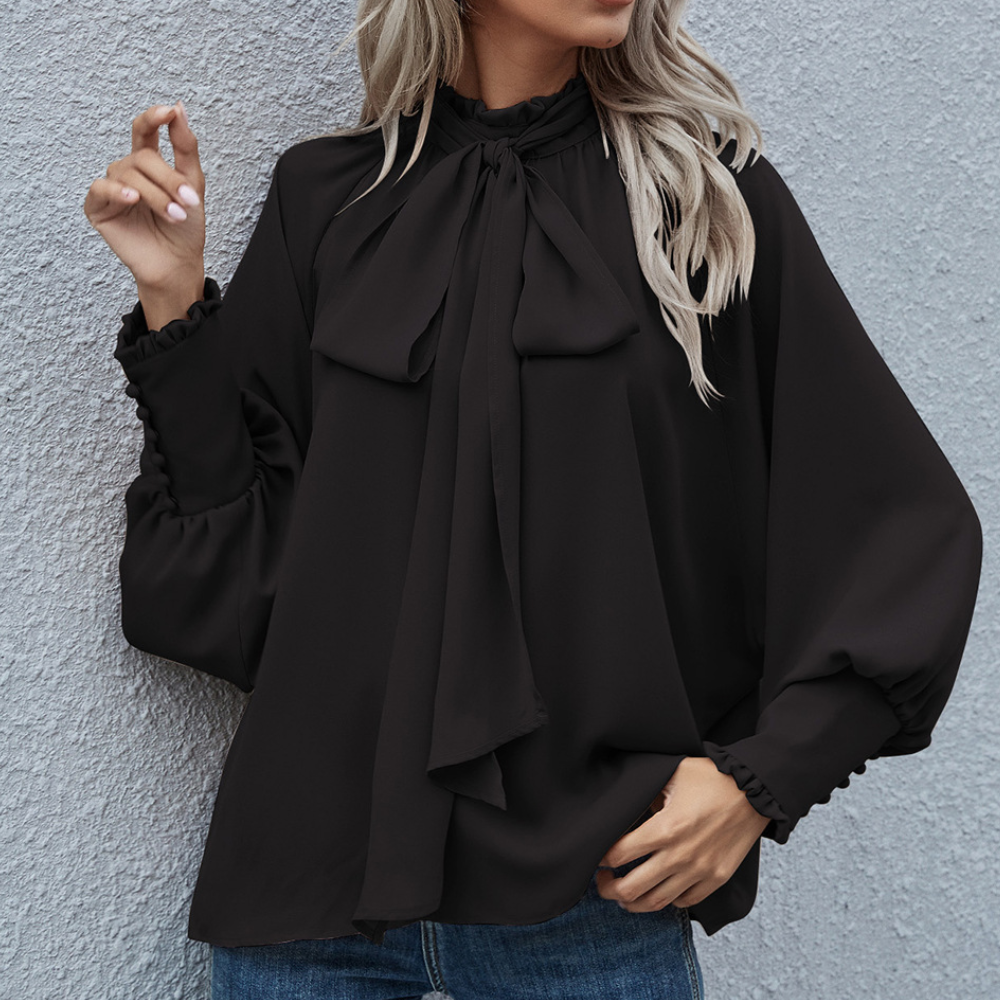 Bowdra Pussy Bow Satin Blouse – Women Long Sleeve Office Formal Evening Party Elegant Satin Blouse