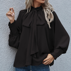 Bowdra Pussy Bow Satin Blouse – Women Long Sleeve Office Formal Evening Party Elegant Satin Blouse