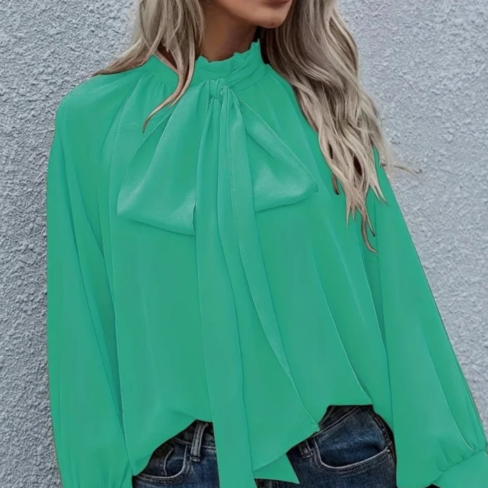 Bowdra Pussy Bow Satin Blouse – Women Long Sleeve Office Formal Evening Party Elegant Satin Blouse