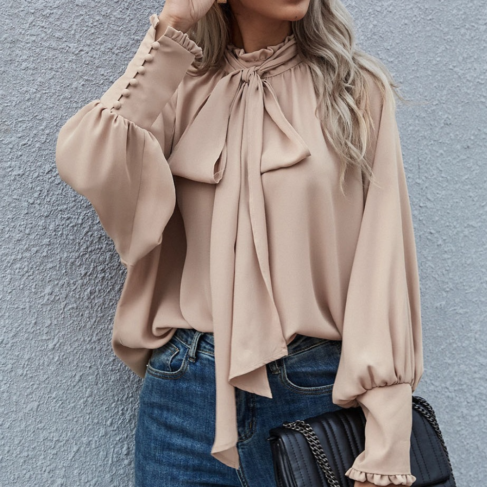 Bowdra Pussy Bow Satin Blouse – Women Long Sleeve Office Formal Evening Party Elegant Satin Blouse