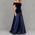 Diruche Velvet Off-Shoulder Maxi Dress – Evening Dresses Women Formal Wedding Guest Bardot Party Maxi Dress