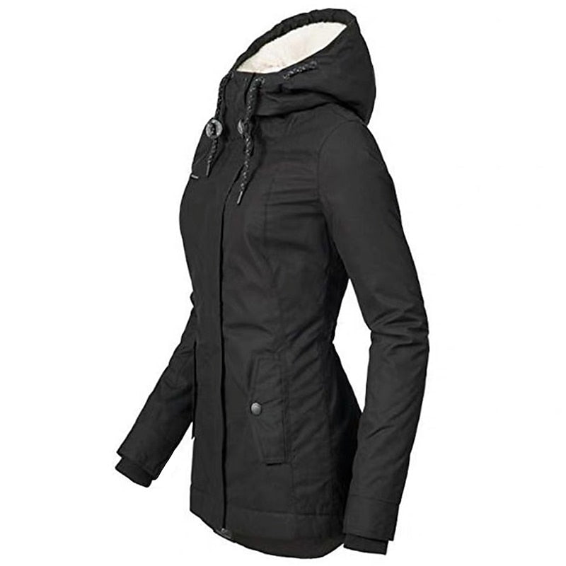 Quilven Faux Fur Hooded Parka – Women Longline Winter Coat Casual Outdoor Warm Parka Jacket