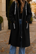 Tapdrem Longline Hooded Zip Jacket – Women Oversized Casual Streetwear Autumn Hooded Longline Jacket