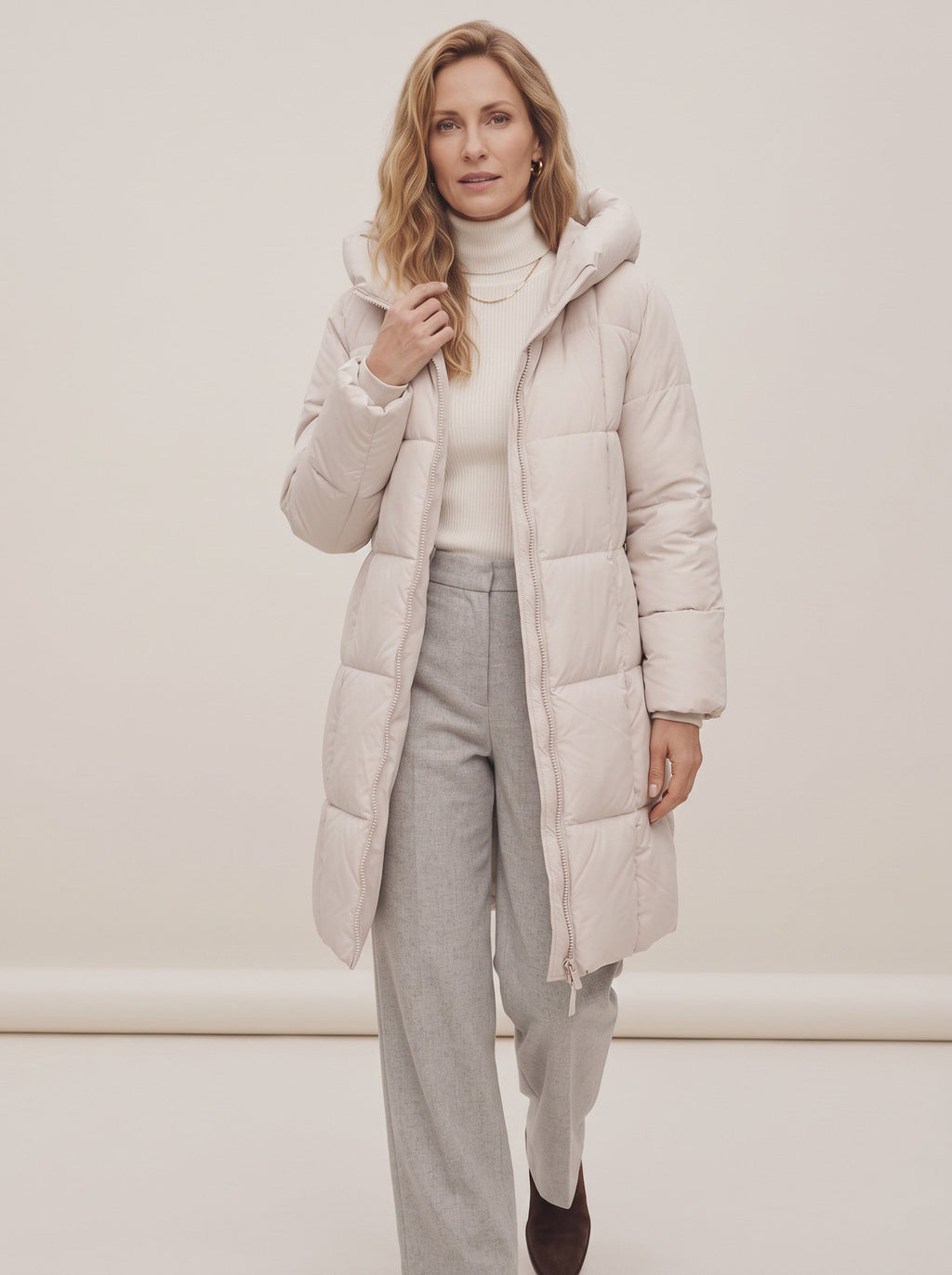 Chanquilten Hooded Longline Puffer Jacket – Padded Winter Women Warm Casual Everyday Coat Jacket