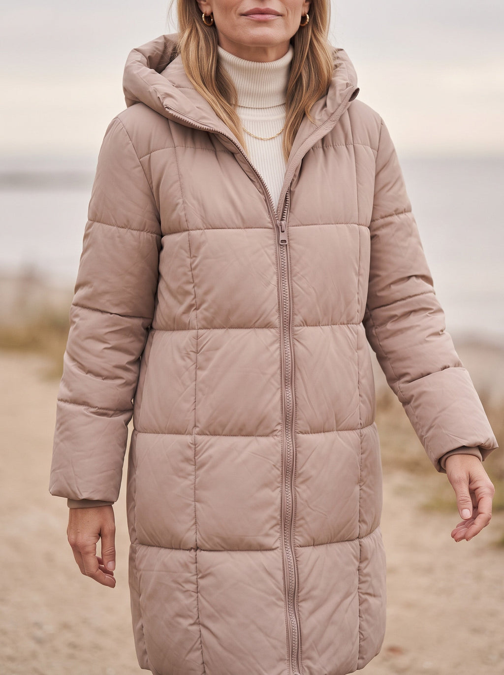 Chanquilten Hooded Longline Puffer Jacket – Padded Winter Women Warm Casual Everyday Coat Jacket