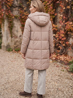 Chanquilten Hooded Longline Puffer Jacket – Padded Winter Women Warm Casual Everyday Coat Jacket