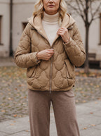 Scalve Quilted Padded Hooded Jacket – Women Padded Coat Ladies Quilted Jacket Casual Winter Outerwear
