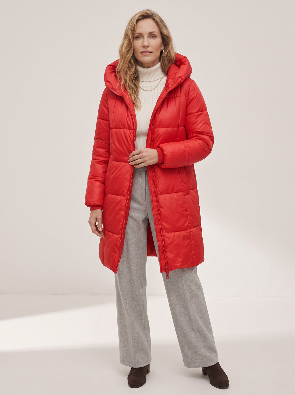 Chanquilten Hooded Longline Puffer Jacket – Padded Winter Women Warm Casual Everyday Coat Jacket