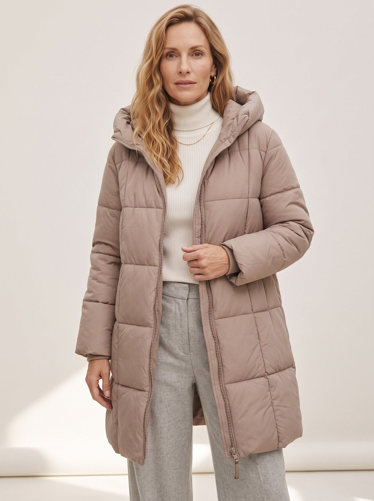 Chanquilten Hooded Longline Puffer Jacket – Padded Winter Women Warm Casual Everyday Coat Jacket