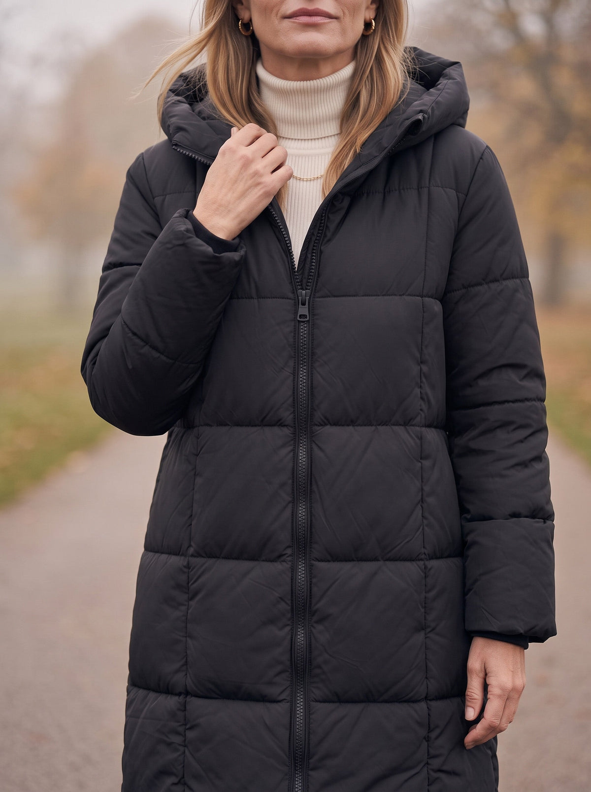 Chanquilten Hooded Longline Puffer Jacket – Padded Winter Women Warm Casual Everyday Coat Jacket