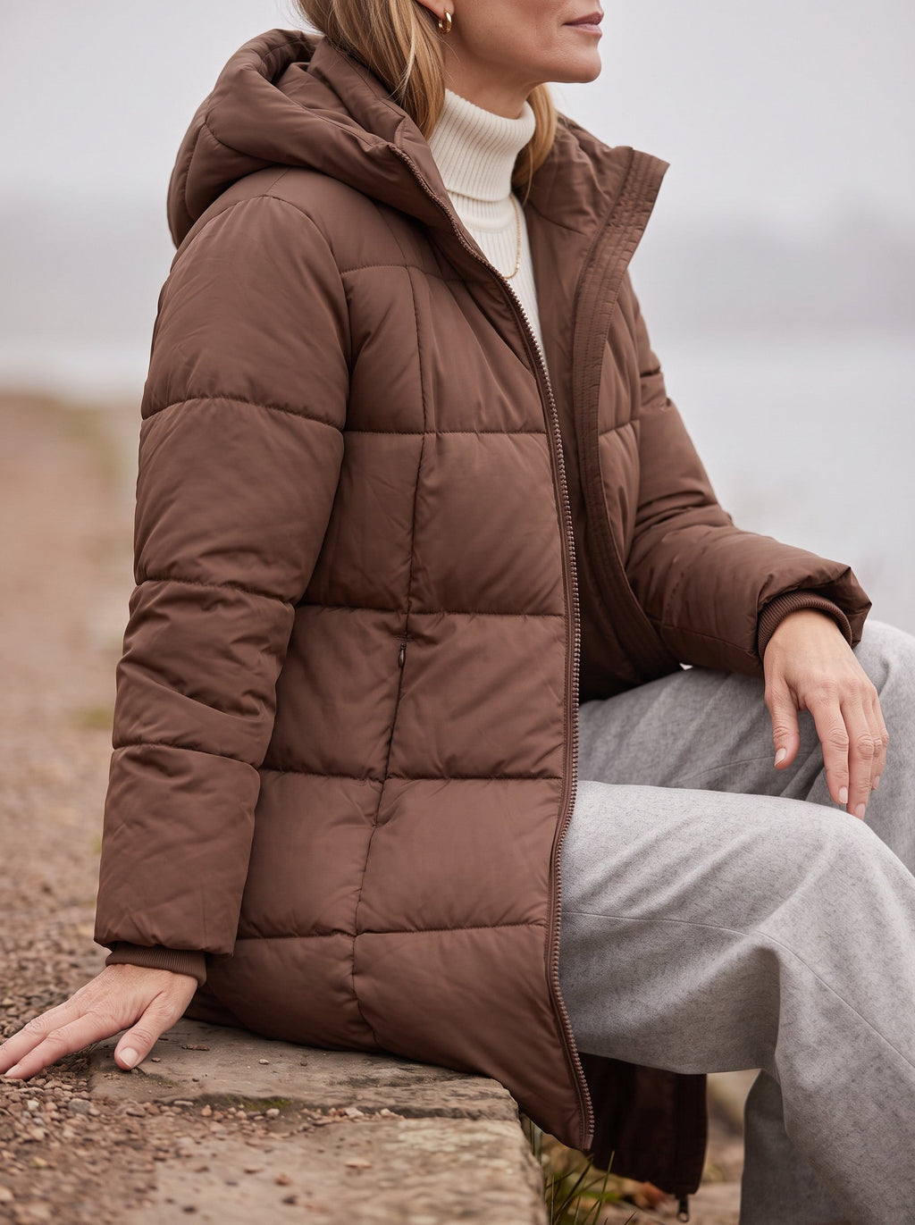 Chanquilten Hooded Longline Puffer Jacket – Padded Winter Women Warm Casual Everyday Coat Jacket
