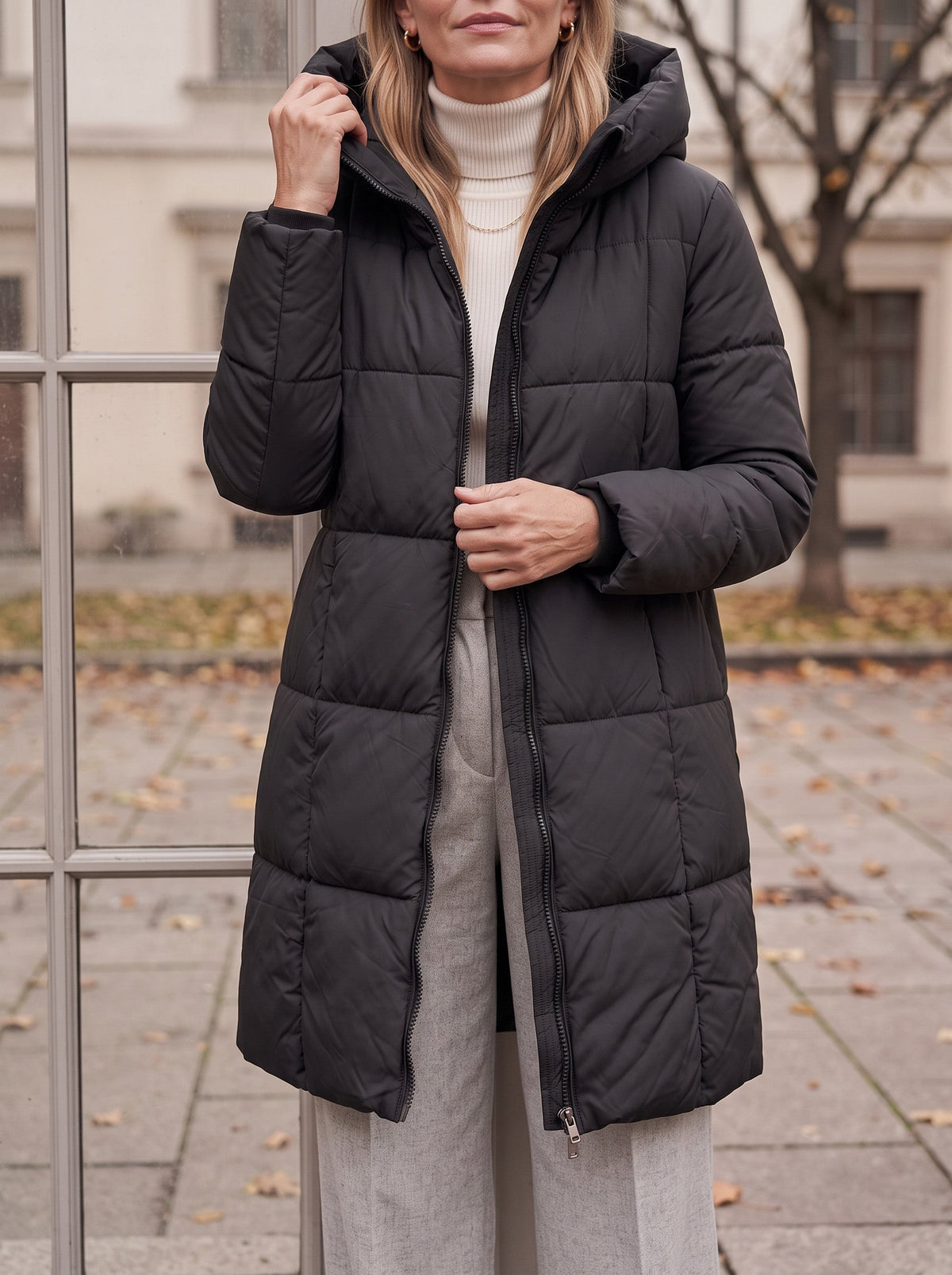 Chanquilten Hooded Longline Puffer Jacket – Padded Winter Women Warm Casual Everyday Coat Jacket