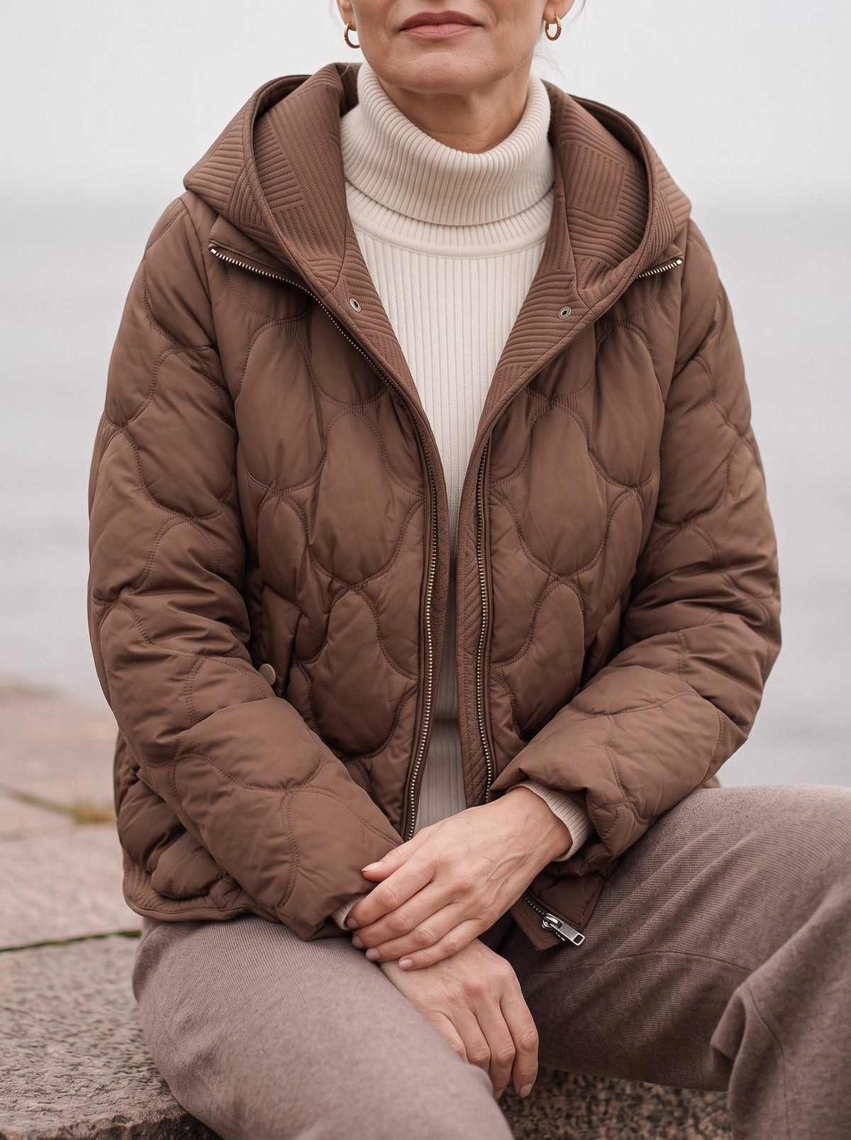 Scalve Quilted Padded Hooded Jacket – Women Padded Coat Ladies Quilted Jacket Casual Winter Outerwear